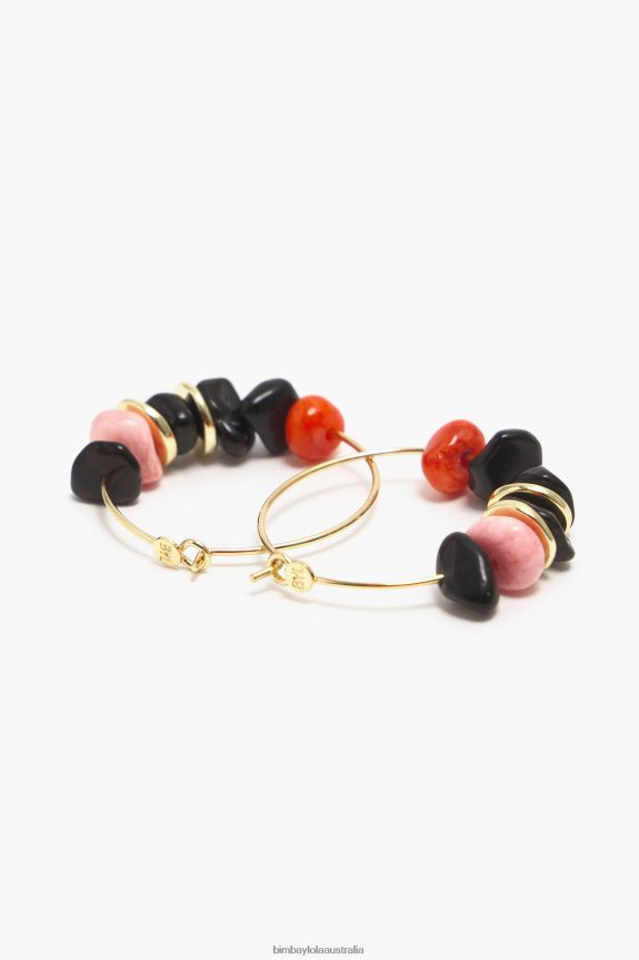 Accessories 4062VZ769 Black Bimba Y Lola Stone Hoop Earrings