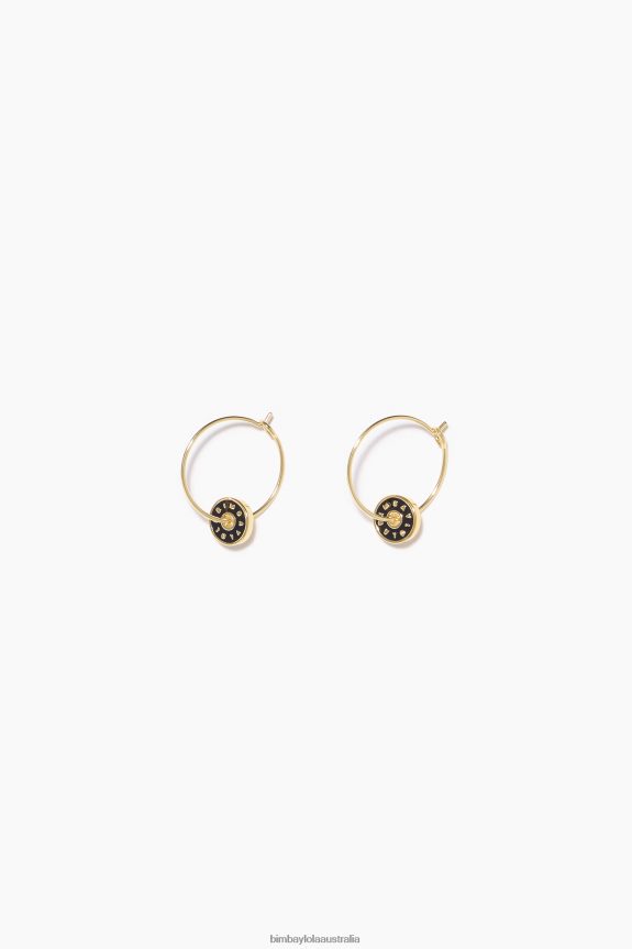 Accessories 4062VZ827 Black Bimba Y Lola Enamel Logo Hoop Earrings