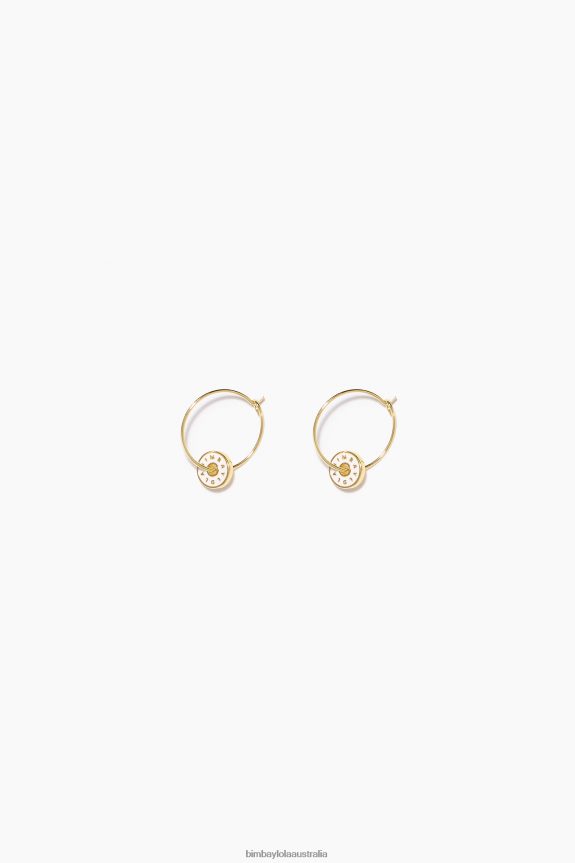 Accessories 4062VZ828 White Bimba Y Lola Enamel Logo Hoop Earrings