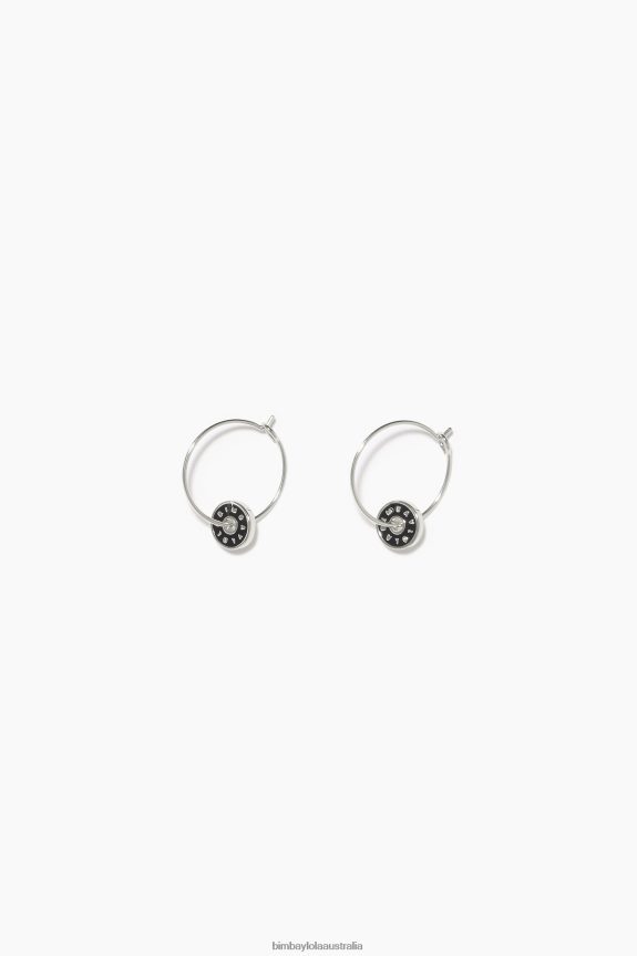 Accessories 4062VZ829 Black Bimba Y Lola Enamel Logo Hoop Earrings