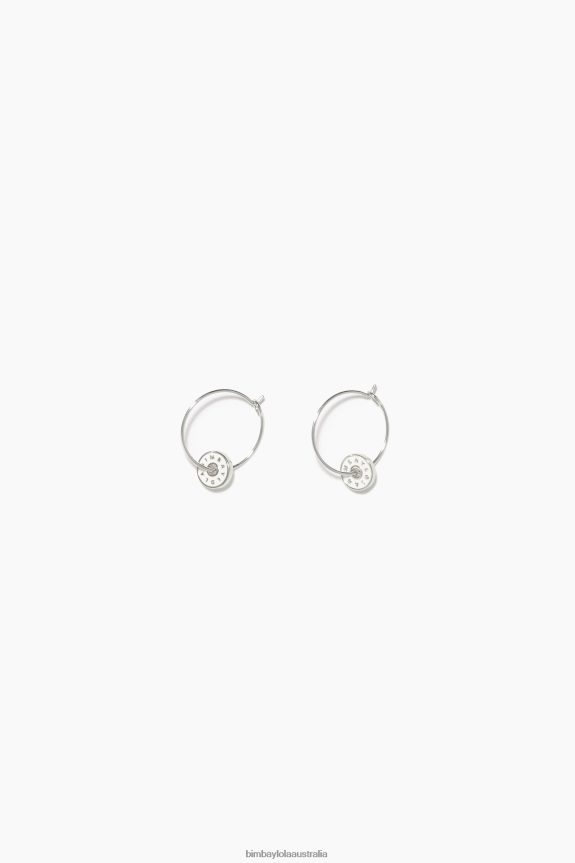 Accessories 4062VZ830 White Bimba Y Lola Enamel Logo Hoop Earrings