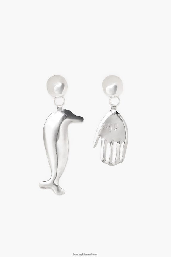 Accessories 4062VZ850 Silver Bimba Y Lola Long Dolphin Earrings