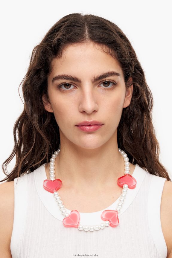 Accessories 4062VZ752 Pink Bimba Y Lola Resin Hearts Necklace