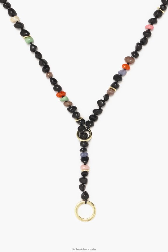 Accessories 4062VZ768 Black Bimba Y Lola Long Stones Necklace