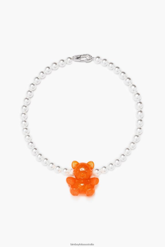 Accessories 4062VZ794 Neon Orange Bimba Y Lola Bear Pearl Necklace