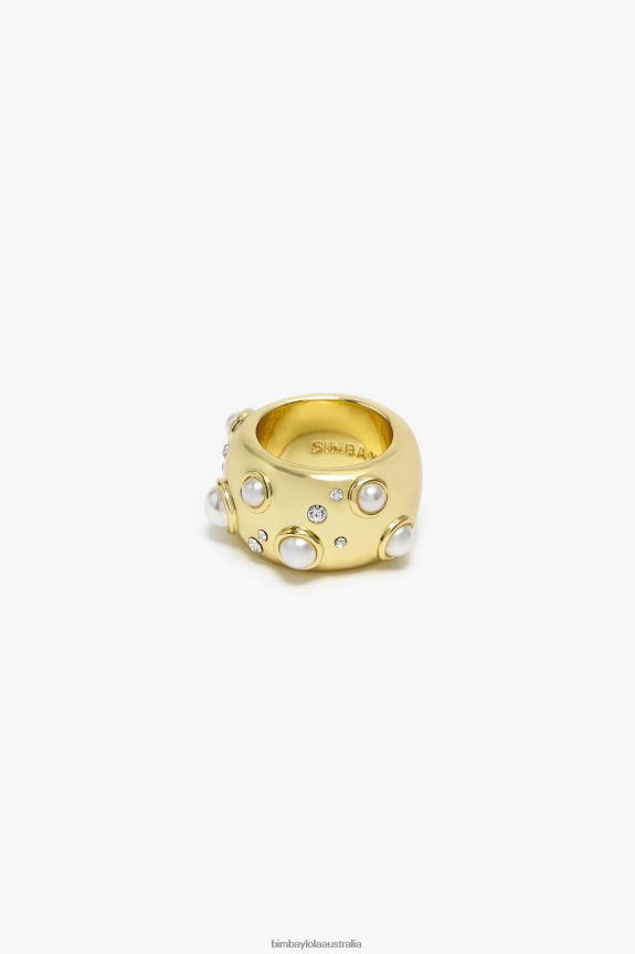 Accessories 4062VZ686 Golden Crystal Bimba Y Lola Pearl Ring