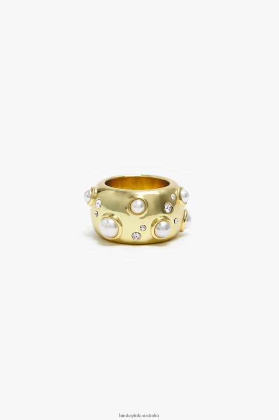 Accessories 4062VZ686 Golden Crystal Bimba Y Lola Pearl Ring