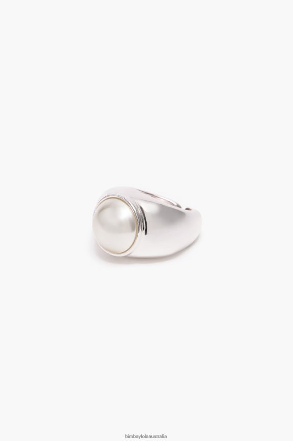 Accessories 4062VZ687 Pearl Silver Bimba Y Lola Wide Ring