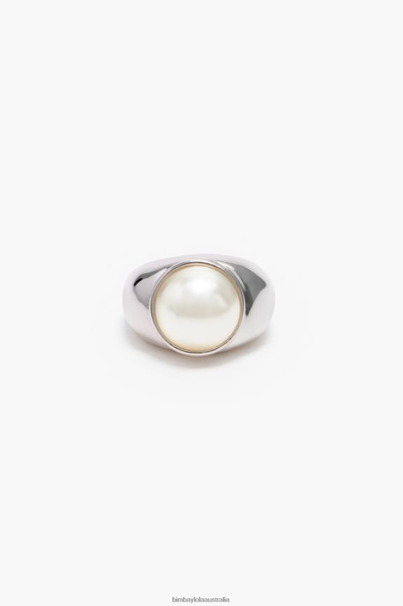 Accessories 4062VZ687 Pearl Silver Bimba Y Lola Wide Ring