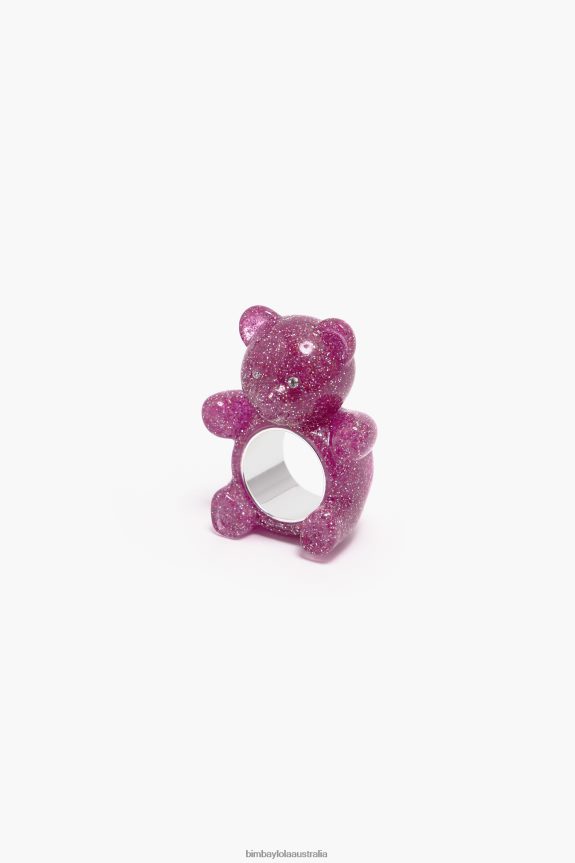 Accessories 4062VZ801 Pink Bimba Y Lola Glitter Teddy Bear Ring