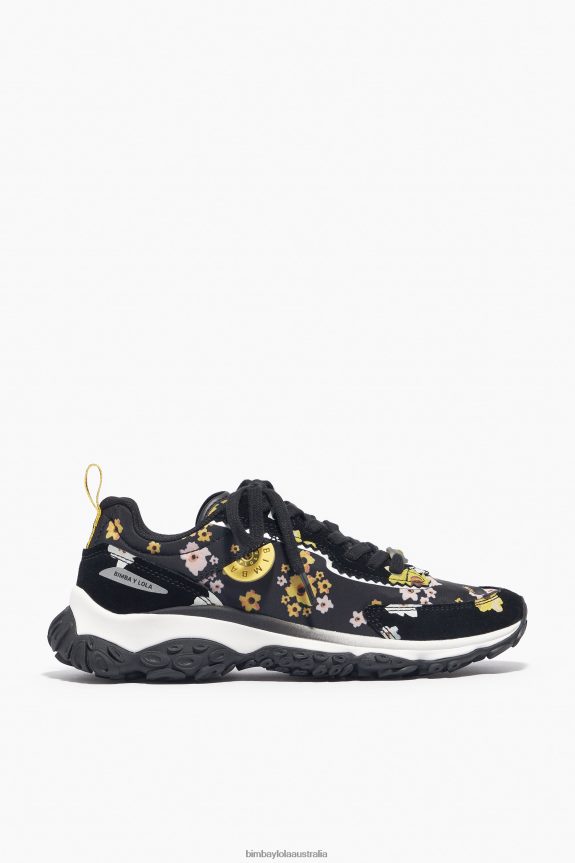 Footwewar 4062VZ544 Black Bimba Y Lola Acrylic Flowers Pulpo Runner Sneaker